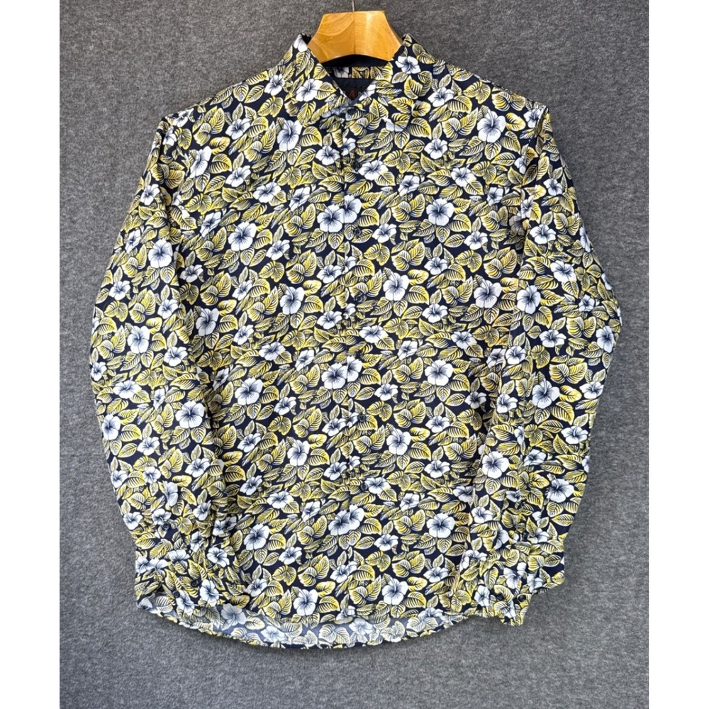 Azaro Uomo Button Down Men EU XXL (US XL) Floral Hipster Long Sleeve Shirt Party